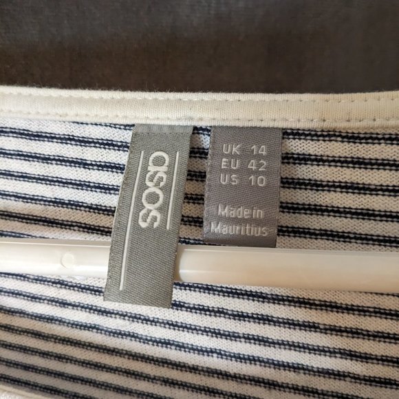 ASOS Boat Neck Long Sleeve Striped French Top (Size: Medium to Large, US10) - Picture 4 of 5